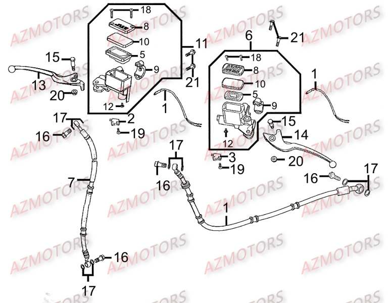 SYSTEME DE FREIN vue eclate Pièces Scooter Kymco People GT 125 i EURO